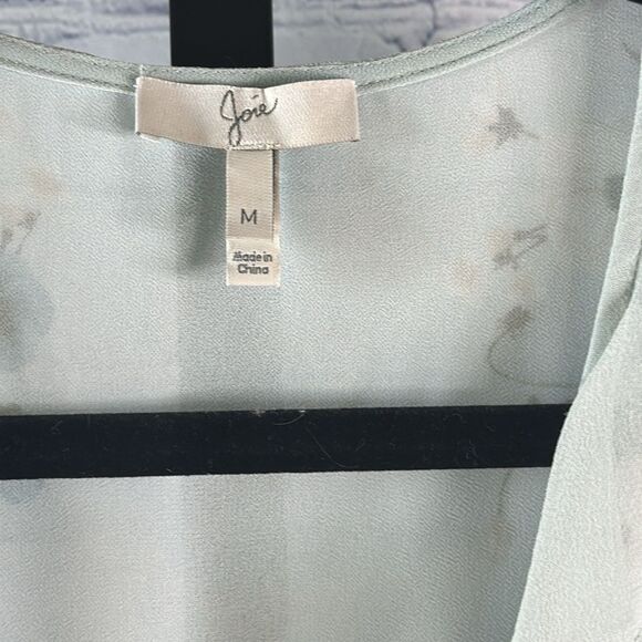 🌸 Joie Arleyne Floral Ruffle Blouse | Celadon Blue Sheer Peplum | Size M - Picture 3 of 4
